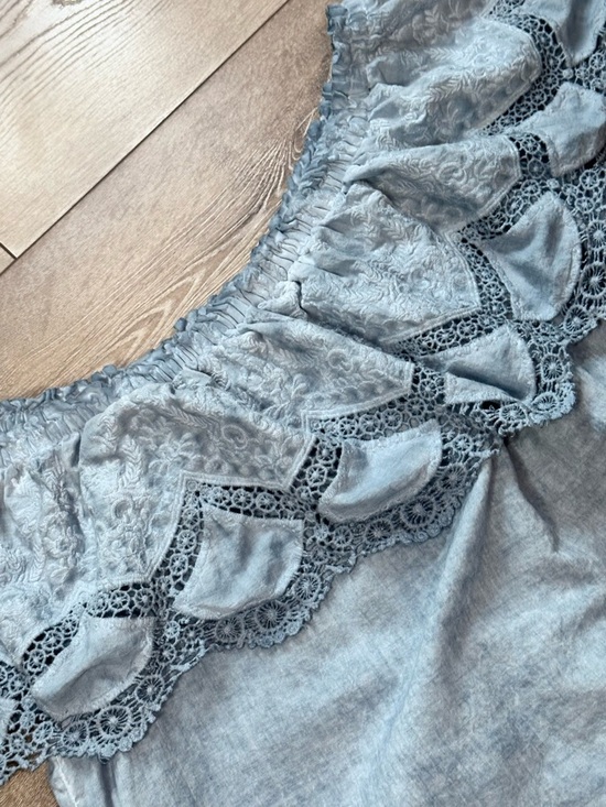 Knox Rose Off The Shoulder Embroidered Eyelet Chambray Dress - Picture 8 of 14